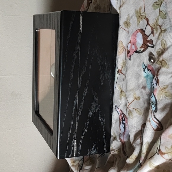 Black Espresso Wood Cigar Cutter Humidor Oak? Glass Lid Hygrometer - Picture 6 of 15